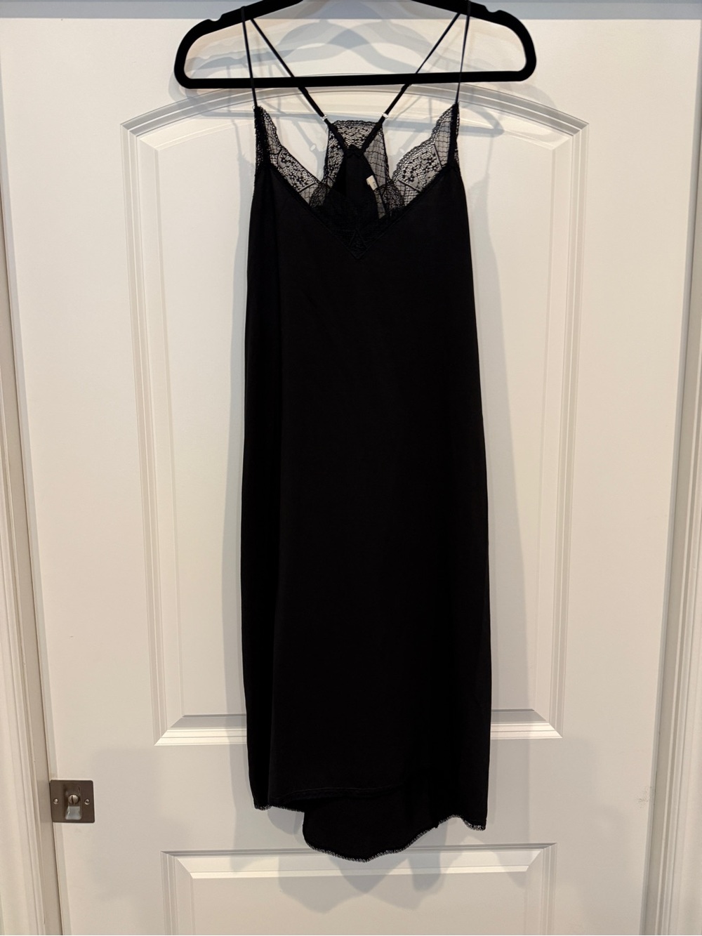 lovestitch Black Lace-Trim Slip Dress